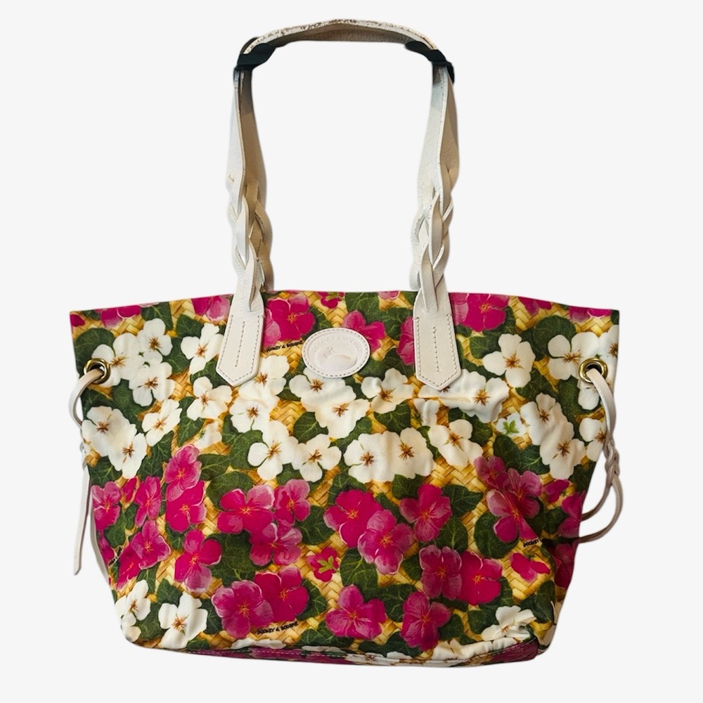 Dooney and Bourke Floral Tote Bag rare leather handle designer purse bag spring